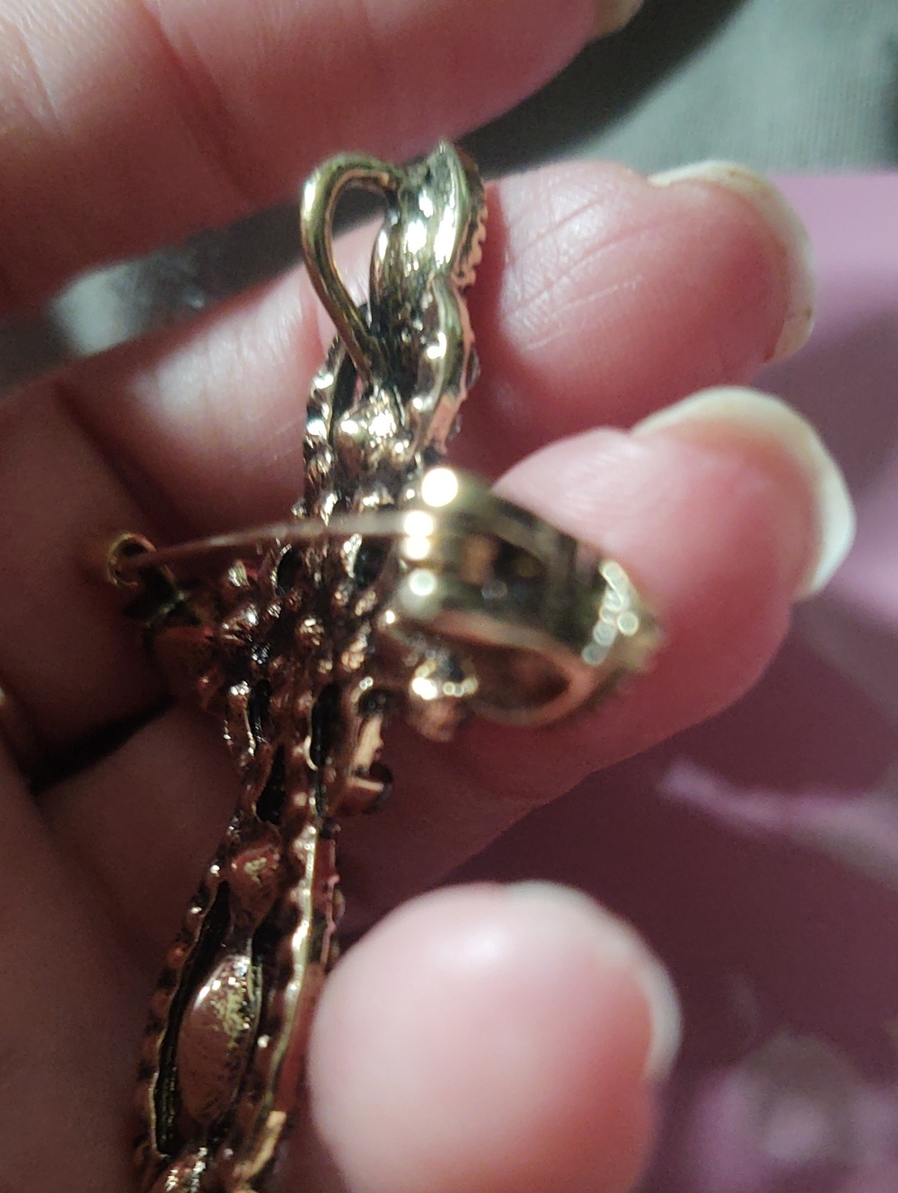 Blue Rhinestone Cross Brooch - Picture 4 of 4